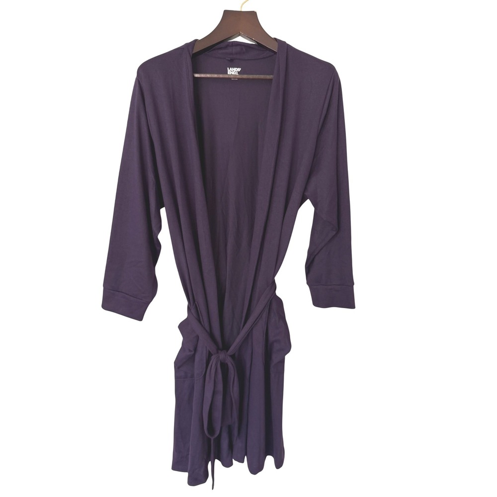 Lands End Womens 3X Purple Long Sleeve Belted Robe 532719 24W-26W Plus Size